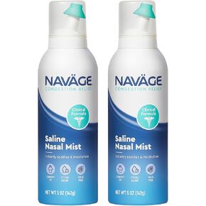 Navage Saline Nasal Mist Clinical Formula Extra Comfort Drug-Free Hydration and Congestion Relief – Sterile Saline Spray for Sensitive Noses 1 Pack