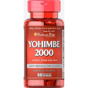Puritan's Pride Yohimbe Exotic Herb for Men 250 mg (1000mg Equivalent), Dietary Supplement, 50 Rapid Release Capsules