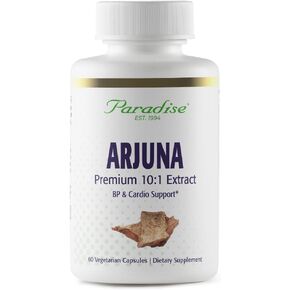 Paradise Herbs Arjuna, Cardiovascular Support, Blood Pressure Maintenance, Heart Health, Antioxidant Supplement, Vegan, Non-GMO, Gluten Free, 60 Vegetarian Capsules