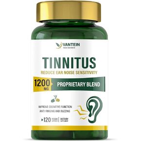 Tinnitus الإغاثة لرنين الأذنين 1200 ملغ - 120 كبسولات تدعم فقدان السمع وتخفيف آلام الأذن | 60 يوم العرض | فيتامينات صحة الأذن للرجال والنساء