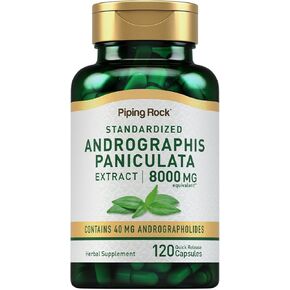 Piping Rock Andrographis Paniculata Extract | 8000 mg | 120 Capsules | Standardized Herbal Supplement | Non-GMO, Gluten Free