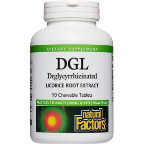 Natural Factors, Chewable DGL 400 mg, Licorice Extract for Healthy Digest, 180 Count (Pack of 1)