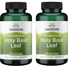 Swanson Holy Basil Leaf (Tulsi) - دعم الإجهاد وملحق الرفاه - (120 كبسولة ، 800 ملجم لكل وجبة) 2 حزمة