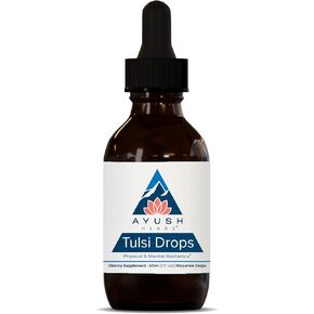 Ayush Herbs Tulsi Drops - Alcohol-Free Tulsi Drops, Holy Basil Gylcerite, Natural Immune-Support Drops for Kids & Adults, Calm & Focus Booster - 2 Fl Oz (80 Servings)