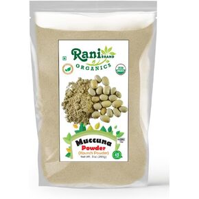 RANI Organic Mucuna Powder (Kaunch Powder) 7oz (200g) ~ All Natural | لا لون | ودية الغلوتين | نباتي | غير GMO | كوشير | لا الملح أو الحشو | الأصل الهندي | وزارة الزراعة الأمريكية المعتمدة العضوية