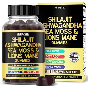 Shilajit Gummies with Sea Moss, Ashwagandha & Lions Mane - (Pure Himalayan Shilajit Supplement for Men & Women, Energy & Immunity Support) - Third Party Tested & Vegan Safe - (60 Gummies)