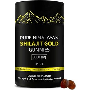 Shilajit Gummies | UltimaPeak Pure Himalayan Shilajit for Men | Lab Tested I No Added Sugar | Ashwagandha, Gokshura | Fulvic Acid & 85+ Trace Minerals for Men, Women | Non-GMO | 60 Gummy