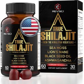 Pure Himalayan Shilajit Gummies for Men-Energy & Focus Support مع Ashwagandha & Sea Moss ، Shilajit Pure for Women ، Gold Himalayan Shilajit Resin
