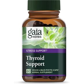 Gaia Herbs Support Thyroid Support-المصنوع من Ashwagandha و Kelp و Brown Seaweed و Schisandra لدعم التوازن الأيضي الصحي والرفاهية بشكل عام-120 مصباحًا نباتيًا نباتيًا (إمدادات مدتها 40 يومًا)