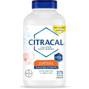 Petitites Citracal ، 400 ملغ سيترات الكالسيوم ، تمتصها بسهولة وذاتية للغاية مع 12.5 MCG (500 وحدة دولية) فيتامين D3 ، الدعم الصحي العظمي للأعمار 12+ ، أصغر وأسهل لابتلاع الكبسولة ، 375 العدد