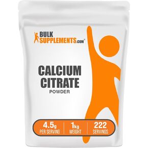 plksupplements.com مسحوق سيترات الكالسيوم - ملحق الكالسيوم ، عالي التوافر الحيوي - غير متاح وخالي من الغلوتين ، 4.5 جرام لكل وجبة ، 500 جرام (1.1 رطل) (حزمة 1)