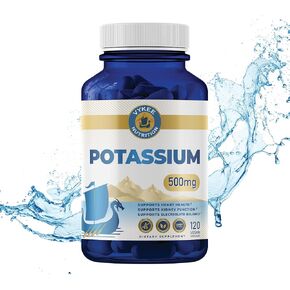 Potassium Citrate Capsules – High-Potency 500mg Potassium Per Serving | Supports Muscle Function, Electrolyte Balance & Heart Health | Vegan, Non-GMO, 120 Capsules