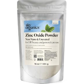 Sky Organics - Zinc Oxide Powder, 16 oz - Non-Nano & Uncoated - Make Your Own Lotion, Deodorant, Cream, Soap - DIY Essentials - Resealable Bag - Natural, Vegan & Cruelty Free - Beauty & Personal Care