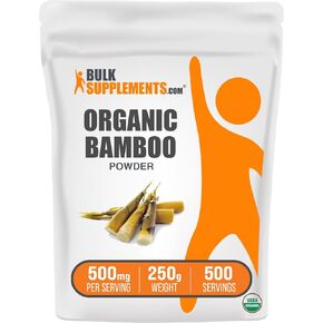 plksupplements.com مسحوق الخيزران العضوي - مكملات السيليكا ، ملحق الخيزران - خالي من الغلوتين ، 500 ملغ لكل وجبة ، 250 جرام (8.8 أوقية) (حزمة 1)