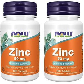NOW Foods Supplements, Zinc (Zinc Gluconate) 50 mg, Supports Enzyme Functions*, Immune Support*, 100 Tablets in Kuwait