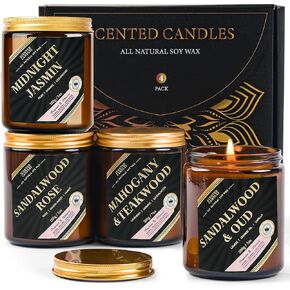 Scented Candles for Men, 6-Pack Candles for Home Scented, 42oz, 300 Hours Burning Time Long-Lasting Aroma — The Masculine Men Candle, Perfect for Boyfriend, Him, Father Aromatherapy Gift