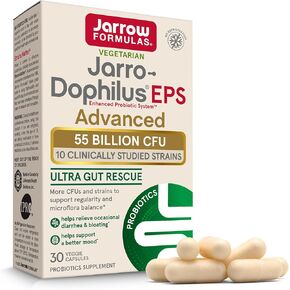 Jarrow Formulas Jarro-Dophilus EPS Advanced, 55 Billion CFU Probiotics, Digestive Support for Adults, 30 Probiotic Supplement Veggie Capsules, Up to 30 Day Supply
