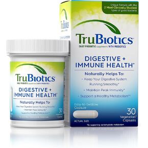 البروبيوتيك trubiotics لصحة الجهاز الهضمي والمناعة ، ويدعم الانتظام ويساعد على تخفيف انزعاج البطن ، والغاز والانتفاخ ، 2 سلالات بروبيوتيك درس سريريًا ، بالإضافة إلى البريبايوتيك ، 60 كبسولة
