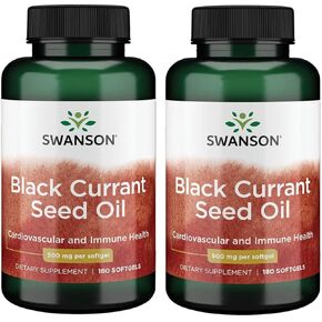 Swanson Black Currant Seed Oil - مكملات العشبية التي تعزز الجهاز المناعي ودعم صحة القلب - الصيغة الطبيعية تدعم المفاصل الصحية - (180 ناعمة ، 500 ملغ لكل منها) (2 عبوة)