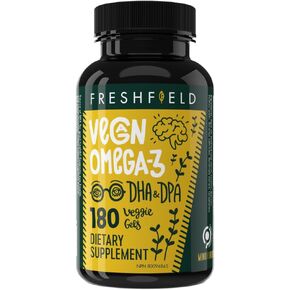 Freshfield Vegan Omega 3 DHA: زيت الطحالب ، الكاراجينان الخالي من المصادر ، تم اختباره ، لا يوجد معادن ثقيلة ، بديل لزيت السمك ، محايد الكربون. يدعم القلب ، الدماغ ، صحة المفاصل ث/دبيا