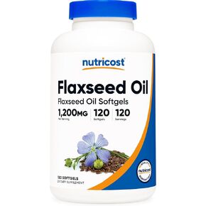 Nutricost Flaxseed Oil 1200mg ، 120 Softgels-خالية من الكائنات المعدلة وراثيًا وخالية من الغلوتين