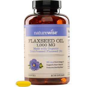 زيت Naturewiswise Blaxseed 1000 ملغ ، أوميغا خالية من الأسماك 3 مع 580 ملغ ALA ، المكملات الغذائية لدعم الصحة المناعية - العضوية ، الضغط البارد ، غير المعدلة وراثيا - 120 ناعمة [إمدادات 120 يوم]