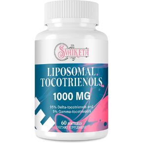 Sveikata Liposomal Tocotrienols Supplement 1000mg, Vitamin E, Advanced Formula with 95% Delta-Tocotrienols & 5% Gamma-Tocotrienols - 60 Softgels (2 Bottles)