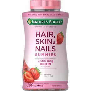 حلول Nature's Bounty Optimal Gummies مع Biotin ، Strawberry ، 200 Count