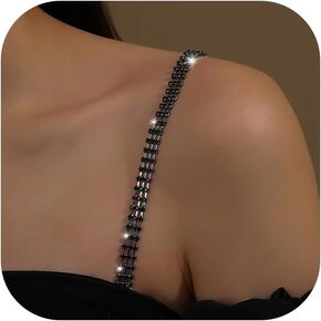 Rhinestone Bra Straps Dress Adjustable Rhinestones Bra Shoulder Chain Crystal Straps for Wedding Prom Jewelry for Women Dress Jewelry