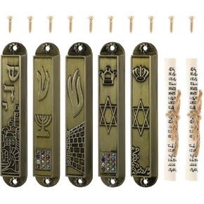 Magiclulu 5pcs Metal Mezuzah مع Scroll Mezuzah Case