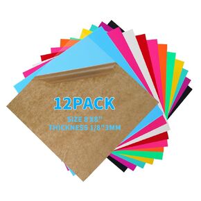 12 PCS المصبوب أكريليك 8x 12 بوصة 1/8 شبكي ملون سميك لقطع الليزر والمواد النقش ، وعلامات UV المطبوعة ، والحرف المزخرفة ومشاريع DIY