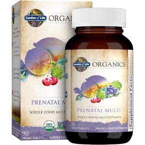 Garden of Life Organics Prenatal Vitamins - 30 Tablets, Prenatal Once Daily Whole Food Vitamins for Women with Folate not Folic Acid, Vitamin D3, Iron, Vegan One a Day Prenatal Multivitamin