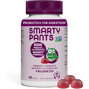SmartyPants Kids Immunity Elderberry Gummies: Kids Immune Support Supplement, Vitamin C, Vitamin D, Vitamins B6 & B12 and Zinc, Gluten Free, Elderberry Flavor, 60 Count (30 Day Supply)
