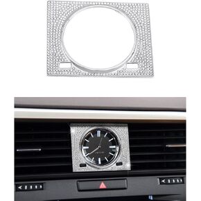 1797 Bling Car Accessories for Lexus RX 2016-2022 350 450h Hybrid Interior Clock Frame Cover Sticker Decal Trim Crystals Metal Silver