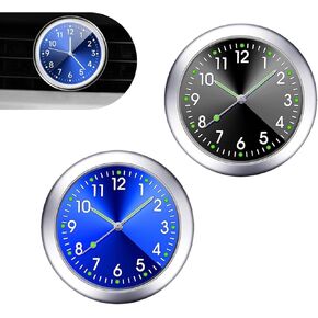 2 PCS Car Interior Digital Clock ، 1.5 "× 0.3" أداة عرض رقمية واضحة مضيئة A/C Vate Devinative Clock ، سبيكة + ساعة مقاومة للماء ، Universal for Cars Home (Black & Blue)