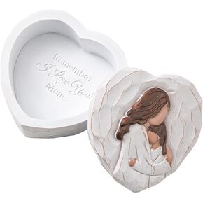 Mother and Daughter Figurine Jewelry Small Keepsake Box First Mothers Day Birthday Gifts for New Mom - Remember I Love You Memory Box - 3D Sculpted Hand-Painted Home Decorative Boxes