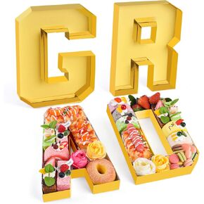 GRAD Set Cardboard Letter for Charcuterie 10.2'' Congrats Grad Fillable Tray Charcuterie Paper Box for Graduation Party Decorations Chocolate Candy Cupcake Container
