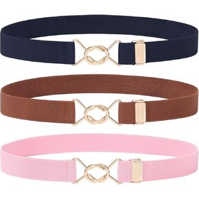 Kajeer Girls Belt Listic for Kids ، 3 عبوات أحزمة قابلة للتعديل الذهب سهلة الإبزيم أحزمة الشباب
