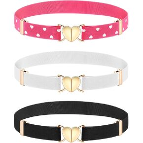 3 Pieces Girl Belts Kids Toddler Belt Elastic Stretch Belt Adjustable Stretch Belts Elastic Heart Kids Belt for Girls