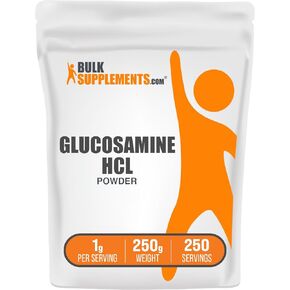 BulkSupplements.com Glucosamine HCl Powder - Glucosamine 1000mg, Glucosamine Supplement, Glucosamine Powder - Gluten Free, 1000mg per Serving, 250g (8.8 oz) (Pack of 1)