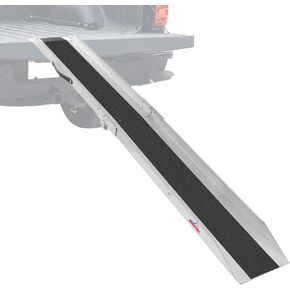 RUEDAMANN 70.8 "L Steel Motorcycle Ramp للشاحنة ، العرض القابل للاستخدام 7.5" ، 600 رطل ، منحدرات الدراجة مع سطح مضاد للانزلاق ، سلالم قابلة للطي للدراجات للدراجات مع أحزمة تحميل للبيك آب ، العمليات ، 1pc