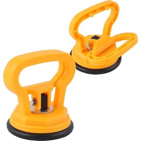 كوب الشفط الزجاجي Amooca رافٍ شاق البلاط الرخامي الكوب الشفط كوب مكنسة فرعية مع مقبض لرفع الجرانيت واستبدال النافذة 40 رطلا سعة الحمل (2 حزمة أصفر صغير) in Kuwait