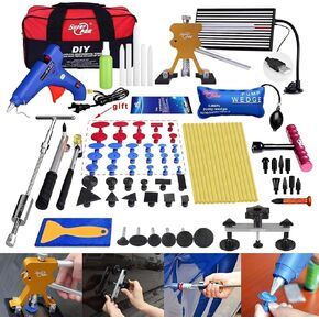 Super PDR Dent Puller Kit - أدوات إصلاح دنت بدون طلاء للسيارة ، Hammer Slide 2 في 1 & PDR Light للإصلاحات 99 ٪ من إزالة جسم السيارات ، أضرار الباد