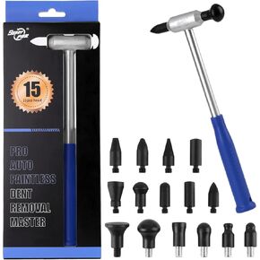 Super PDR Auto Body Hammer Tools - مطرقة Dent Aluminist ، أدوات إزالة جسم إزالة جسم دنت ، مطرقة إصلاح دنت بلا طلاء مع رأس 15 مساءً لرأسه لتولي جسم DIY Dent Fix