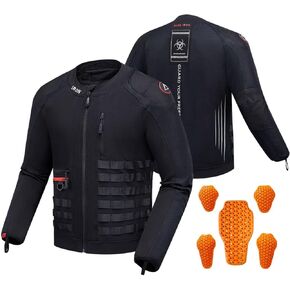 IRON JIA'S Motorcycle Jacket with CE Armor, Summer Mesh Breathable Motorcycle Shirt, Motorbike Riding Protective Gear Black XL