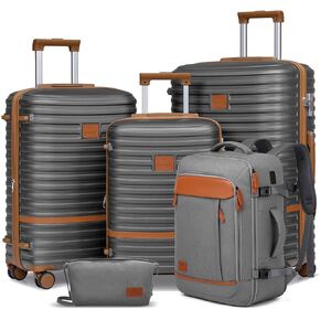 Joyway Expandable Luggage Sets 5 Piece, Lightweight Hard Shell Travel Suitcase Set with Spinner Wheels and TSA Lock