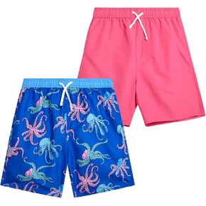 Boys' Swim Trunks - 2 Pack Quick Dry Board Shorts Bathing Suit (Size: 8-18)