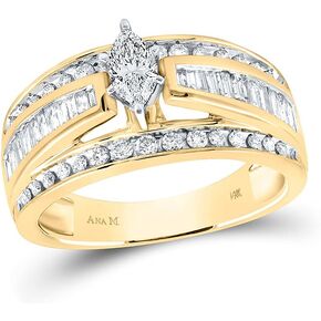 المجوهرات من Lux 14K Gold Marquise Marquise Diamond Solitaire الزفاف خاتم الزفاف خاتم 1 CTTW ، الحجم النسائي: 5-9