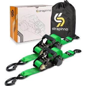 Strapinno 2PCS أحزمة ربط السقاطة القابلة للسحب ، 5000 رطل قوة كسر-2 في × 12 قدم حزام السقاطة الشاق مع قفل السلامة S للدراجات النارية ، ATVs ، UTVs ، معدات العشب والشحن-البضائع