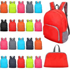 24 Pcs 17 Inch Backpack in Bulk Foldable Classic Back Packs Colorful Book Bags Assorted Colors Lightweight Bookbags for Outdoor Travel Student School Supply 8 Colors
